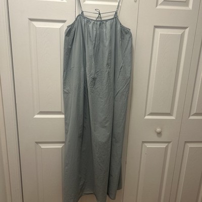 H&M Turquoise Blue Airy Cotton Weave Maxi Dress Size-M. Coastal Chic Boho