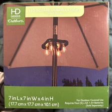 HD Designs Outdoors LED Square Umbrella Light NIB