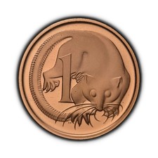 AUSTRALIA. 1975, 1 Cent - Queen Elizabeth II, Glider Pygmy Gliding Possum Proof