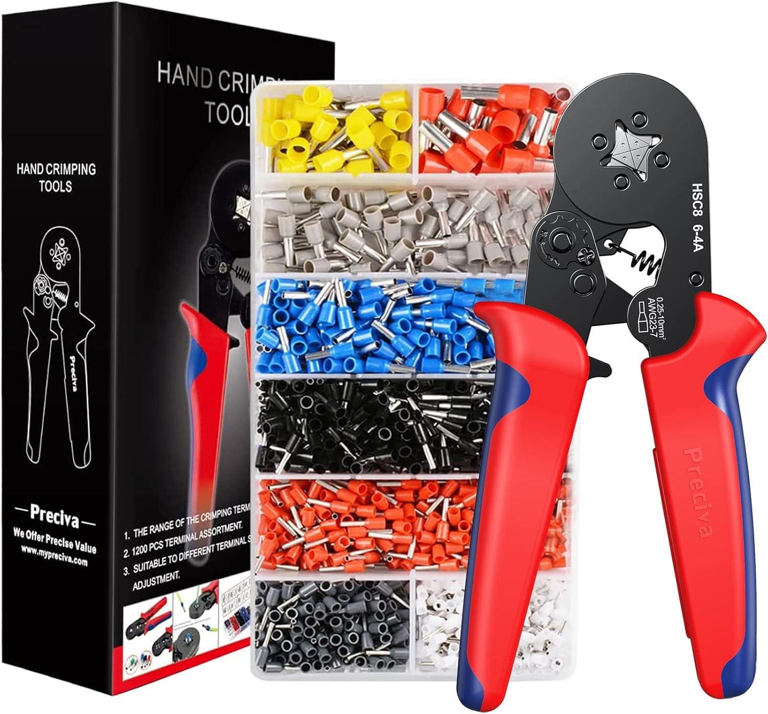 Crimping Plier Set, Preciva 0.25-10mm² Ferrule Crimper Tool Crimpzange Set