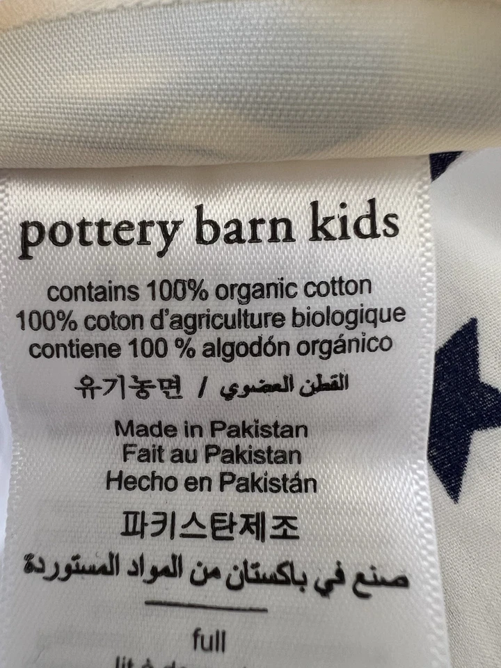 Juego de sábanas Pottery Barn Kids Organic Star, funda de almohada plana completa azul marino DOBLE Foto 4 de 4