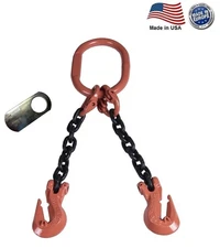 3/8" G100 Chain Sling 2-Leg Cradle Clevis Grab Hook DOG Made in USA
