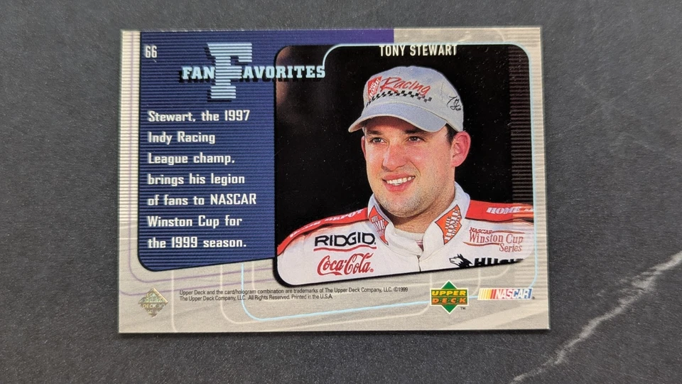 1999 Upper Deck Road to the Cup Fan Favorites #66 Tony Stewart - VG - Image 2 of 2
