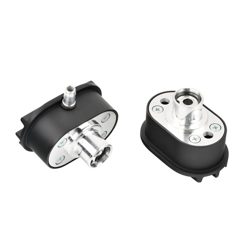 Black Finned Short Valve Covers & Air PCV Breather For SBC Chevy 327 350 1958-86 - Picture 8 of 10