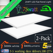 2x4 Ft 75W Flat Daylight Panel LED Lights Indoor Drop Ceiling Office light 2Pack