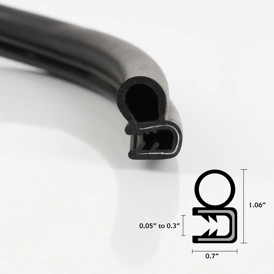 Rubber Seal Edge Trim Bulb Strip Car Truck Door Lip Window Cover 120Inch Length - Image 2 of 4