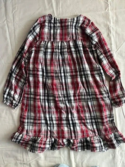 Disney Parks Mickey Mouse 7/8 Christmas Holiday Plaid Flannel Night Gown Girls - Image 4 of 4
