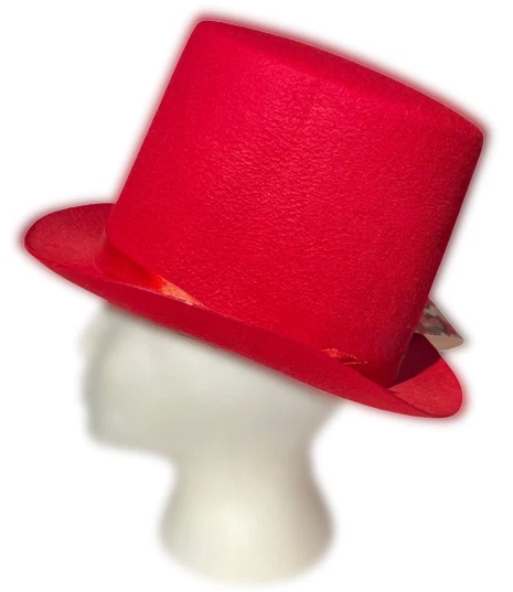 SOMBRERO DE COPA ROJO de lujo mudo mago payaso utilería disfraz gorra formal Navidad Foto 3 de 4