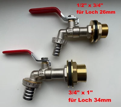 MSI Regentonnendurchführung + Auslaufhahn Tankdurchführung Faßverschraubung