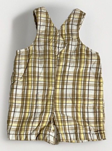 Savannah Unisex Baby Plaid Multicolor Tans Shortalls Sz 6 Mo.(A.8) - Picture 4 of 4