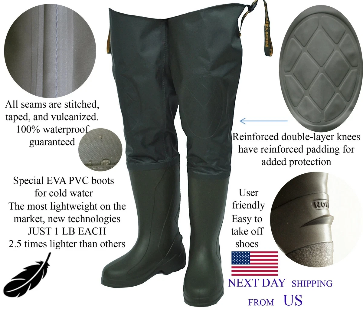 Hip Wader with Boots for Fishing, Hunting, Farming, Gardening