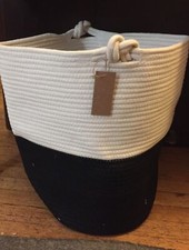 Large Cotton Rope basket with Handles, black/white, NWT, toy storage, blankets