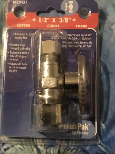 Plumb Pak PP63PCLF 1/2โx 3/8โ Copper Straight Ball Valve Quarter Turn NEW