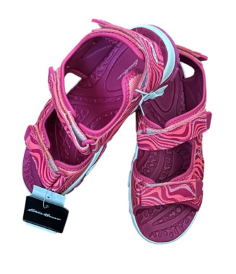 Youth Big Girls Eddie Bauer Sz 4 Jordan Hot Pink Waves Adjustable Straps Sandals