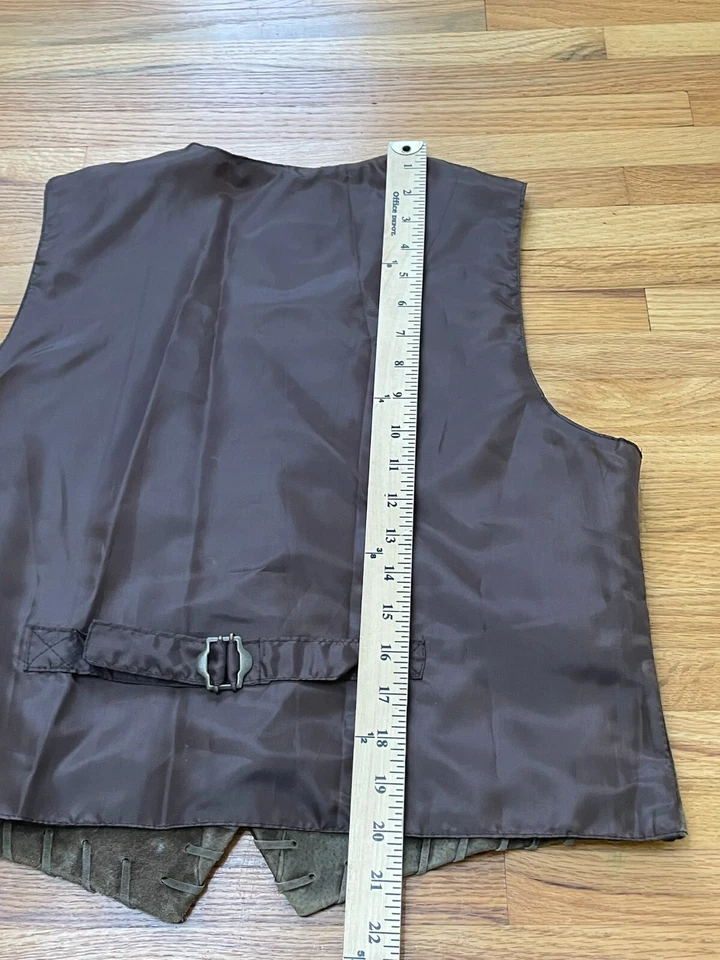 Chaqueta Chaleco Haband Para Mujer M Gris Gamuza Cuero Detalle Botón Frontal Sin Mangas Foto 3 de 4