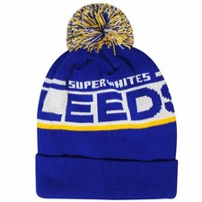 Leeds United Football Souvenir Super Whites Fans Ski Bobble Hat (100% Acrylic)
