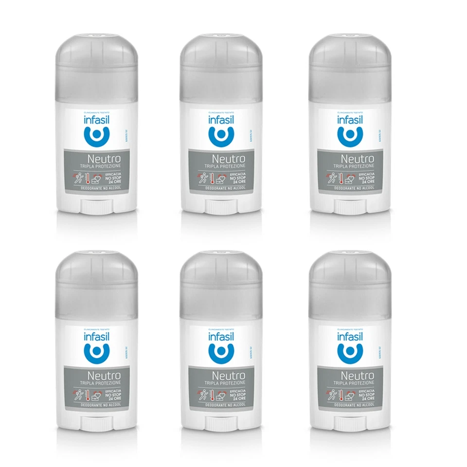 6pz INFASIL NEUTRO TRIPLA PROT. deodorante stick 50ml NUOVI ORIGINALI