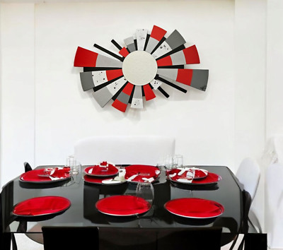 Contemporary Abstract Red Gray Mirror 29x19, Modern mirror Wall Art by Art69