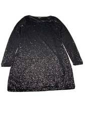 Express Black Sequin 3/4 Sleeve Fit & Flare Mini Dress Sz S Petite