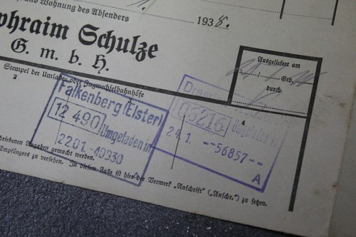vecchia lettera di vettura Reichsbahn 1938 Oranienbaum Anhalt Ephraim Schulze GmbH tabacco - Foto 8 di 15