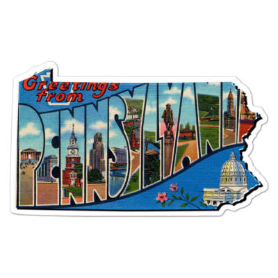Pennsylvania Vintage Map Sticker Decal