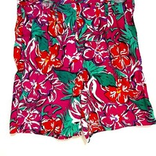 Women's Large Vintage High Waisted Floral Shorts Pleated Rare