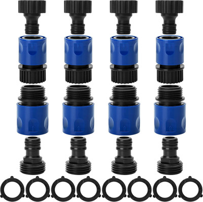 Bates- Garden Hose Quick Connectors, 4 Set, 3/4 Inch, Male and Female, Plastic H