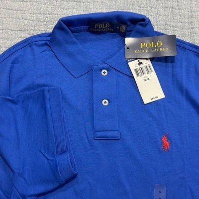 New Polo Ralph Lauren Golf Polo Soft Cotton Shirt Men's Medium Blue  W/ Red Pony