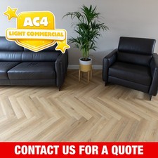🥠 Sample* 12mm Shortbread Oak Herringbone Parquet Laminate Flooring - £22.99SQM