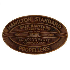 Bronze Hamilton Standard Airplane Wood Prop Propeller Aircraft Vtg Belt Buckle