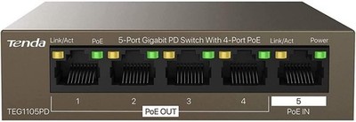 Tenda 5 Port PoE Switch Gigabit PoE Powered 1 PoE In 4 PoE Out Plug-and-Play Lüf