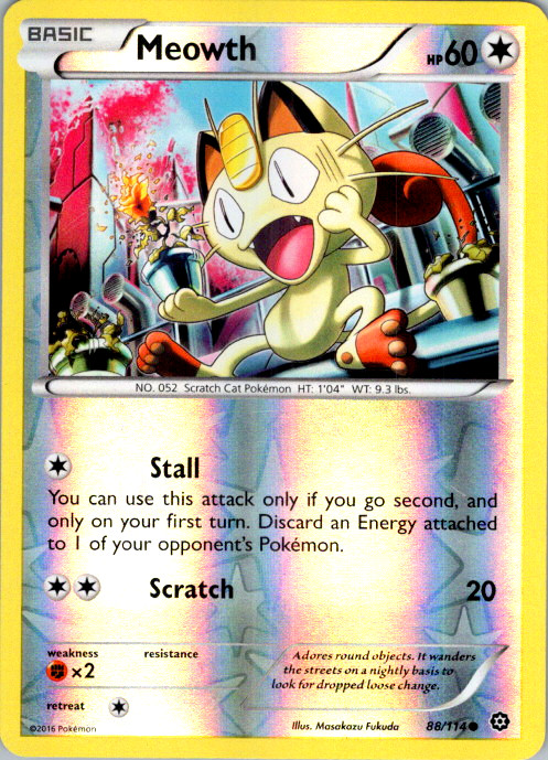 Meowth Common XY - Steam Siege 88/114 LP Reverse Holo