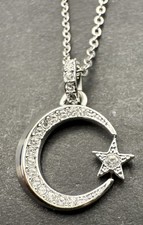 Swarovski Silver Tone Crescent Moon And Star 17 Ext Necklace Ay Y ld z