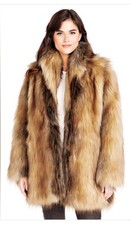 Donna Salyers Fabulous Furs LuxuriousShawl Collar Coat FAUX Red Fox SZ Small NWT