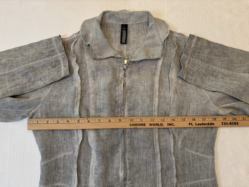INIZIO OIZINI Italy 100% LINEN Sand Washed Flax  JACKET ZIP FRONT Women’s Large - Picture 12 of 15