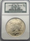 1922-Peace Silver Dollar-Binion Hoard Collection-NGC MS 63-Nice Cartwheel Luster