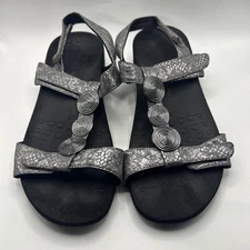Vionic Farra Women’s  Size 9.5 Silver Snake Print Backstrap Sandals 