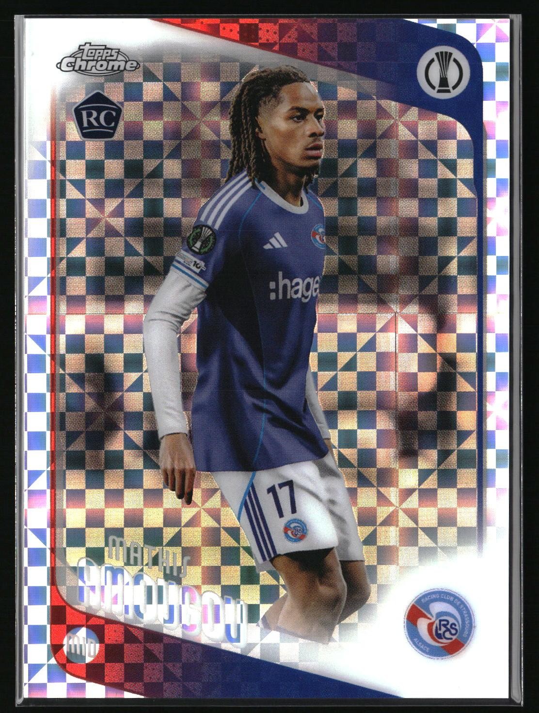 2025-26 Topps Chrome UEFA Club #177 Mathis Amougou X-Fractor Refractor