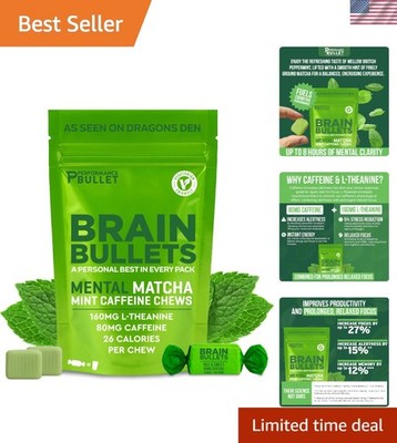 Brain Bullet L Theanine 160mg Caffeine 80mg Chews Mint Matcha 40 Servings