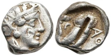 Ancient Greek Silver Tetradrachm - Athens Attica Circa 353-294 BC - Athena - Owl
