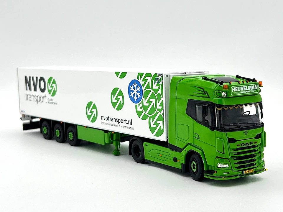 Remolque frigorífico DAF XG+ 4x2 3 ejes "Heuvelman GSO" WSI camiones modelos escala 1:50 Foto 3 de 4