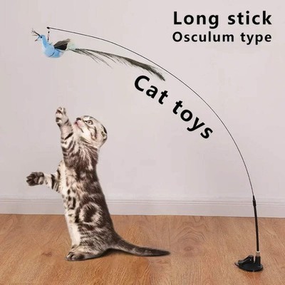 Funny Simulation Bird Cat Toy Feather with Bell Cat Stick Interactive Toy for Ki