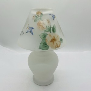 Vintage White Frosted Glass With Shade Tea Light Candle Holder Fairy Lamp 8” T