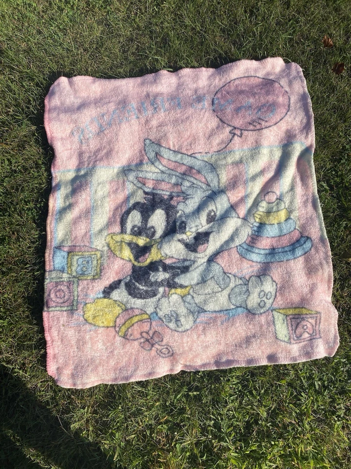 Baby Looney Tunes Acrílico Azul Manta Juego Amigos Bugs Bunny Lucas Foto 2 de 4