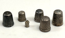 Hallmarked Antique Solid Silver thimbles Joblot X 6 At 25 Grams Various Sizes