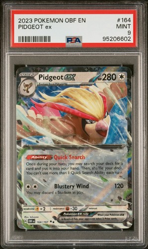 PSA 9 Pidgeot ex 164 Obsidian Flames Holo Pokemon