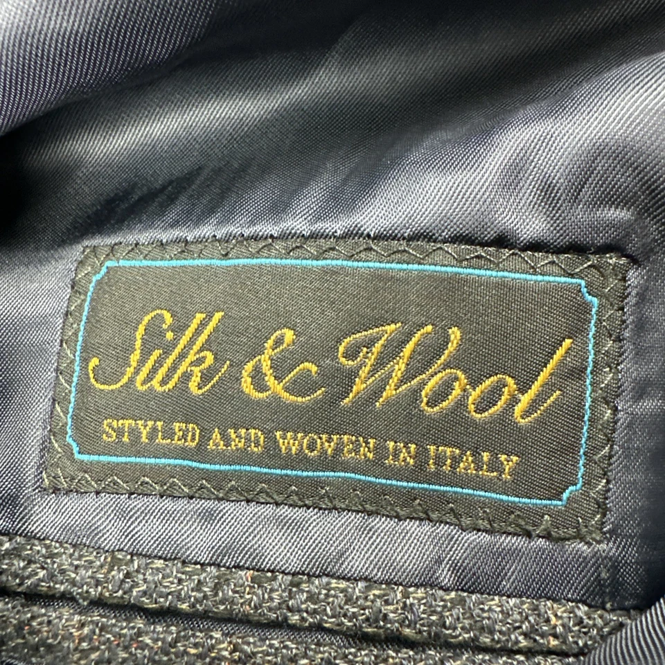 Pronto Uomo Wool Silk Blazer Men 46L Windowpane Plaid 3 Button Made in Italy - Image 4 of 4