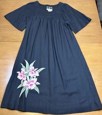Vintage Chix Hawaii for Liberty House Hawaii Muumuu Dress Orchid Black - Size S