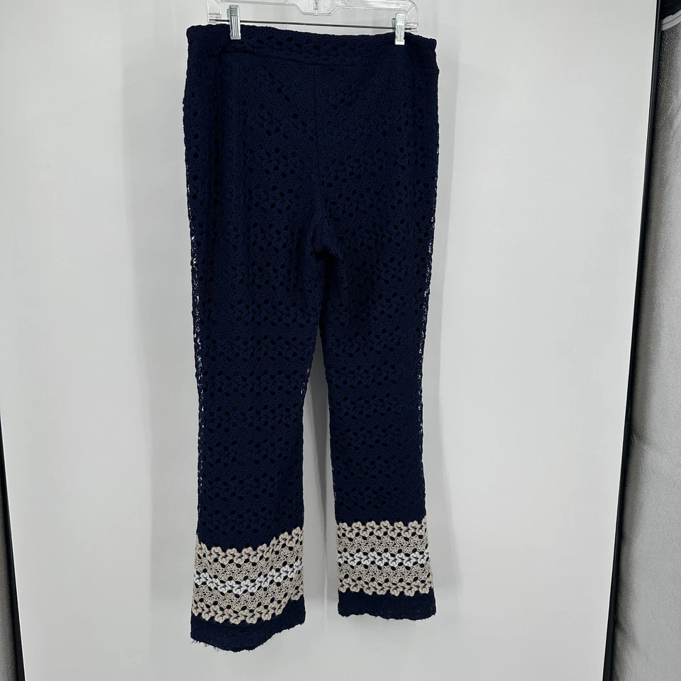 Mujeres Boho Crochet Encaje Pantalones Talla L Festival Cottagecore Playa Retro Declaración Foto 2 de 4