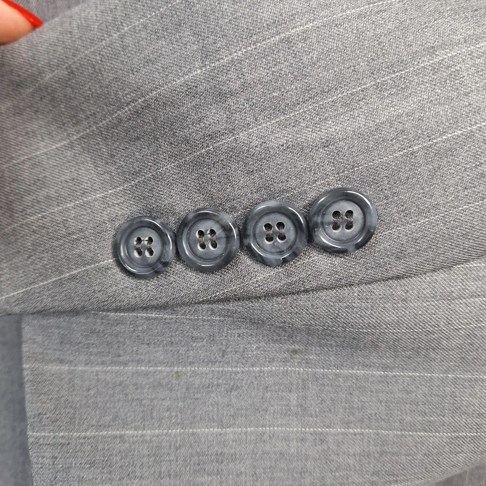 Terno masculino Joseph A Bank 2 peças 44L 38X32 listra cinza 3 botões SV lã cashmere - Imagem 4 de 4